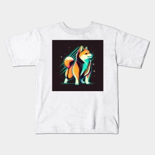 Shiba Inu Cute 80s Synthwave Retro Design Kids T-Shirt